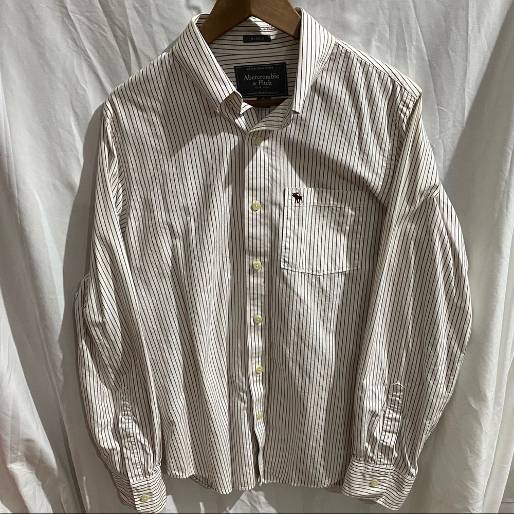 🦌ABERCROMBIE & FITCH Striped Oxford - Large